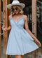 Summer V Neck Blue Mini Dress